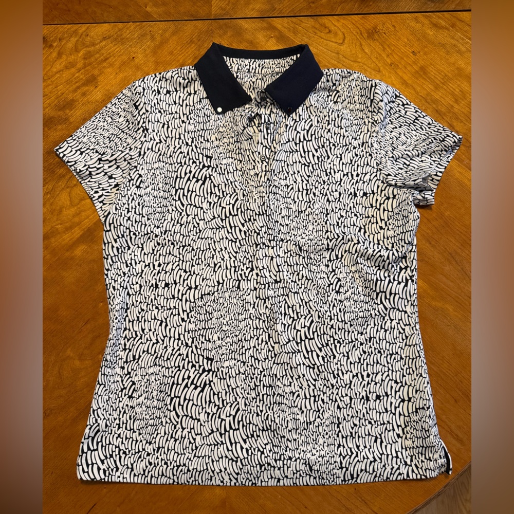 Tail Activewear Black and White Patterned Polo Shirt